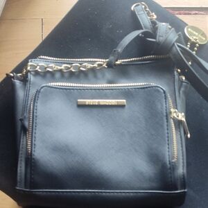 Steve Madden Black Crossbody Bag with Gold Accents